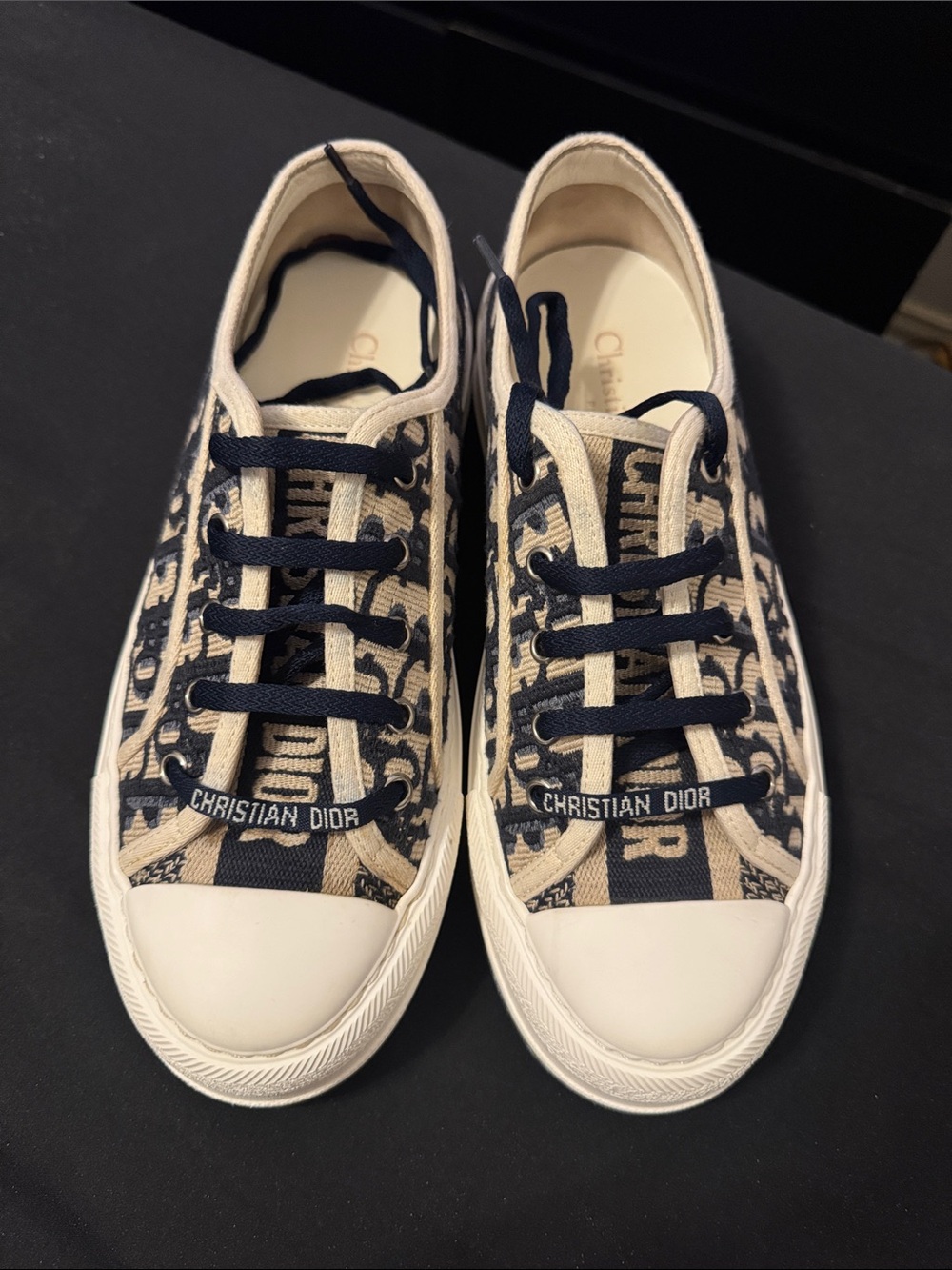 Dior Navy & Beige Logo Canvas Women’s Low-Top Sneakers